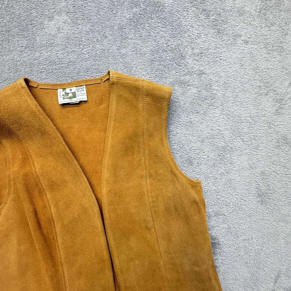 Vintage Jorgens Leather Design Vest Womens Small Brown Suede Unlined - Picture 4 of 15